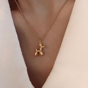 Elegant Gold Balloon Dog Pendant Necklace